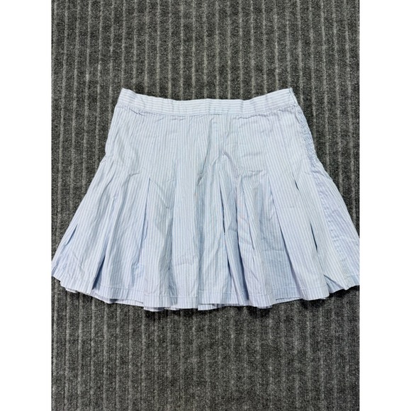 Joyous Dresses & Skirts - Japna Pinstripe Pleated Mini Skirt Womens M Smocked Back 100%‎ Cotton Preppy